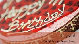  Presentation with children birthday - Slides consisting of happy birtday - cake for children at birthday background and a red colored foreground