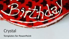  Presentation with birtday - Theme consisting of happy birtday - cake for children at birthday background and a light gray colored foreground