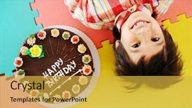  Presentation with 70 birthday party - Theme consisting of happy birtday - child at birthday party background and a yellow colored foreground