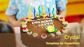  Presentation with birtday - Presentation theme having happy birtday - children at birthday party background and a tawny brown colored foreground