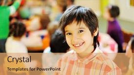  Presentation with children birthday - Beautiful presentation theme featuring happy birtday - children having fun at birthday backdrop and a  colored foreground