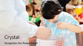  Presentation with children birthday - Audience pleasing presentation theme consisting of happy birtday - children having fun at birthday backdrop and a  colored foreground