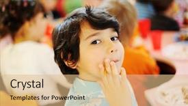  Presentation with children birthday - Amazing PPT theme having happy birtday - children having fun at birthday backdrop and a  colored foreground