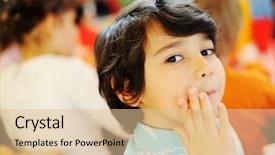  Presentation with children birthday - Slides consisting of happy birtday - children having fun at birthday background and a  colored foreground