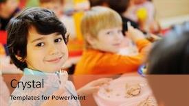  Presentation with children birthday - Presentation theme having happy birtday - children having fun at birthday background and a  colored foreground