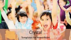  Presentation with children birthday - Audience pleasing PPT theme consisting of happy birtday - children having fun at birthday backdrop and a coral colored foreground