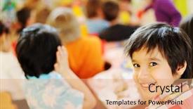  Presentation with children birthday - Theme consisting of happy birtday - children having fun at birthday background and a coral colored foreground