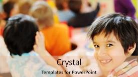  Presentation with children birthday - Beautiful presentation theme featuring happy birtday - children having fun at birthday backdrop and a  colored foreground