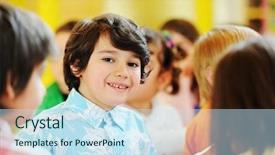  Presentation with children birthday - Beautiful slides featuring happy birtday - children having fun at birthday backdrop and a  colored foreground