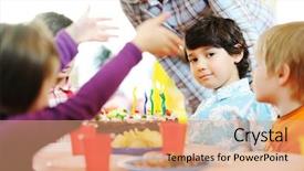  Presentation with children birthday - Theme featuring happy birtday - children having fun at birthday background and a  colored foreground