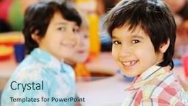  Presentation with children birthday - Slide deck featuring happy birtday - children having fun at birthday background and a  colored foreground