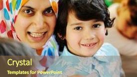  Presentation with arabic children - PPT theme enhanced with happy birtday - muslim arabic mother with children background and a tawny brown colored foreground