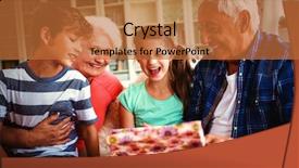  Presentation with grandparents - Presentation having happy birthday 70 - grandparents and grandchildren looking background and a  colored foreground