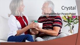  Presentation with husband and wife - Colorful slide deck enhanced with happy birthday 70 - loving husband giving gift backdrop and a  colored foreground