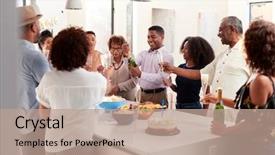  Presentation with home black family - Amazing presentation design having happy birthday 70 - middle aged black man opening backdrop and a coral colored foreground