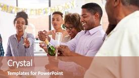  Presentation with black family - Amazing slide deck having happy birthday 70 - middle aged black man opening backdrop and a coral colored foreground