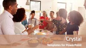  Presentation with home black family - Audience pleasing slide set consisting of happy birthday 70 - millennial black woman pouring champagne backdrop and a coral colored foreground