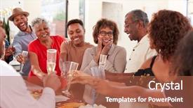  Presentation with together we focus - Presentation design consisting of happy birthday 70 - three generation family celebrating together background and a red colored foreground