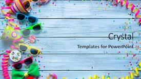  Presentation with carnival - Beautiful slide set featuring happy birthday banner - colorful carnival background with party backdrop and a light blue colored foreground