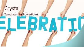  Presentation with turquoise blue and deep blue - PPT theme featuring happy birthday banner - turquoise blue uppercase celebration lettering background and a lemonade colored foreground