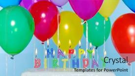  Presentation with happy birthday cake - Audience pleasing slide set consisting of happy birthday candle letters backdrop and a light blue colored foreground
