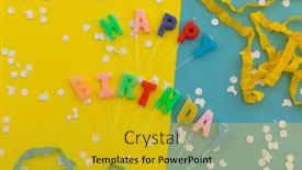  Presentation with party candles - Presentation design having happy-birthday-candles-with-confetti background and a gold colored foreground