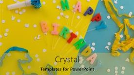  Presentation with party candles - Theme enhanced with happy-birthday-candles-with-confetti background and a gold colored foreground