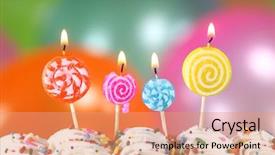  Presentation with happy birthday cake - Theme enhanced with happy birthday celebration with balloons background and a coral colored foreground