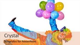  Presentation with happy birthday - Audience pleasing presentation consisting of happy birthday clown holding a bunch of balloons backdrop and a yellow colored foreground