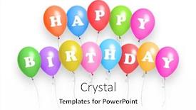  Presentation with happy birthday - PPT theme consisting of happy-birthday-color-balloons-background background and a white colored foreground