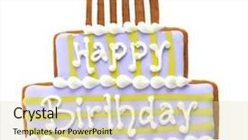  Presentation with happy birthday - Theme consisting of yellow biscuit cake decorated - happy birthday cookie background and a soft green colored foreground