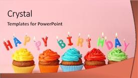  Presentation with pink birthday - Presentation theme having happy birthday cupcakes on pink background and a lemonade colored foreground
