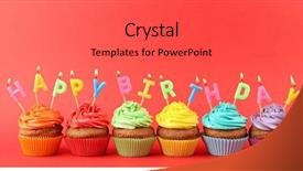  Presentation with cupcakes - Audience pleasing slides consisting of happy birthday cupcakes on red backdrop and a gray colored foreground