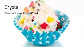  Presentation with cupcake - Beautiful presentation theme featuring happy birthday cupcakes pink - creamy cupcake isolated on white backdrop and a sky blue colored foreground