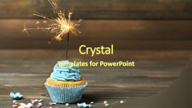 Presentation with cupcake - Slide deck featuring happy birthday cupcakes pink - cupcake with sparkler on table background and a tawny brown colored foreground