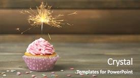  Presentation with cupcake - Presentation design featuring happy birthday cupcakes pink - cupcake with sparkler on table background and a gray colored foreground