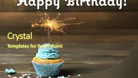  Presentation with cupcake - Slide deck enhanced with happy birthday cupcakes pink - cupcake with sparkler on table background and a tawny brown colored foreground