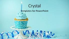  Presentation with blue origin - PPT theme consisting of happy birthday cupcakes pink - delicious cupcake on table background and a arctic colored foreground