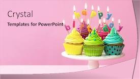  Presentation with cupcakes - Amazing PPT layouts having happy-birthday-cupcakes backdrop and a lemonade colored foreground