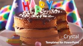  Presentation with happy birthday cake - PPT layouts consisting of happy-birthday-delicious-chocolate-cake background and a tawny brown colored foreground