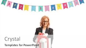  Presentation with happy birthday - Slide deck having happy-birthday-flags background and a white colored foreground
