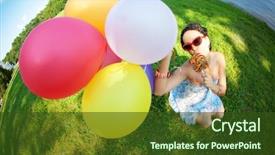  Presentation with candy - Cool new PPT theme with happy birthday free - bright woman in sunglasses backdrop and a  colored foreground