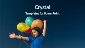  Presentation with balloons blue - Presentation theme consisting of happy birthday free - girl holding balloons against blue background and a  colored foreground