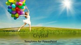  Presentation with joy - Audience pleasing slide set consisting of happy-birthday-girl-with-balloons backdrop and a gold colored foreground