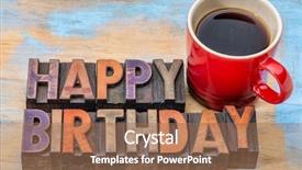  Presentation with birthday banner - Amazing presentation theme having happy birthday greeting card - text backdrop and a coral colored foreground