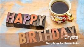  Presentation with happy birthday card - Cool new PPT theme with happy birthday greeting card - text backdrop and a coral colored foreground