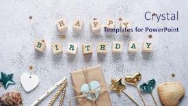  Presentation with happy birthday card - Slides enhanced with happy-birthday-greeting-card-template background and a sky blue colored foreground