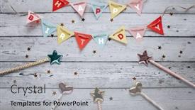  Presentation with happy birthday card - Theme enhanced with happy-birthday-greeting-card-template background and a light gray colored foreground