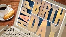  Presentation with birthday greetings - Theme consisting of happy birthday greetings card background and a coral colored foreground