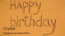  Presentation with happy birthday - Presentation having happy birthday in the sand background and a gold colored foreground